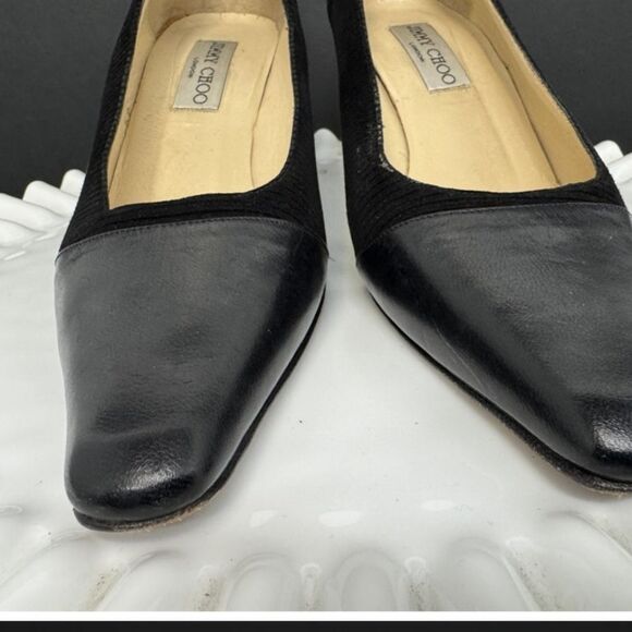 Jimmy Choo Size 38 (8) - Black Suede Leather Kitten Heel - Picture 3 of 8